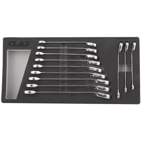 Insert 12 clés mixtes à cliquet réversible angle 15° 8-19mm CrV - OS 4020 - CLAS Equipements