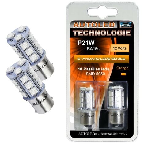 Ampoule LED P21W Orange / 18 LEDS / Feux de Clignotant AUTOLED®