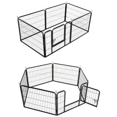 Parc modulable à chiots, enclos à chiens acier 160 x 80 x Ht. 80 cm avec porte d'accès - Animood