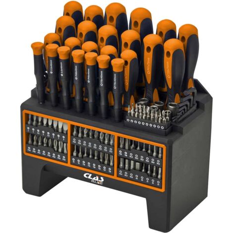 Clas – Coffret multi-outils 114 pièces – 5 tournevis Phillips, 3 Torx, 2 carrés, 48 embouts, 16 clés 6 pans – Pour visseuse 6mm (1/5)