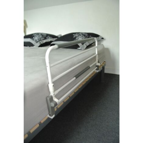 Barrière de lit escamotable 90 cm – Hauteur 41 cm – Acier et polyéthylène – Lanière de sécurité réglable jusqu'à 170 cm – Modulo