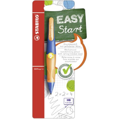 Porte-mine Ergonomique STABILO EASYergo 1.4 - Droitier | 1 Mine + 3 Mines HB - Orange/bleu