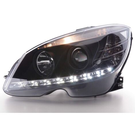 Feux Phares Daylight LED Pour Mercedes Classe C W204 (2007-2010) – Chrome, Neufs En Boîte