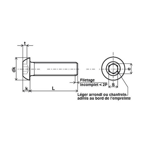 Lot De 5 Vis à Tête Bombée BHC, Inox A2, 6 Pans, M8 X 20mm - Neuf Sous Sachet