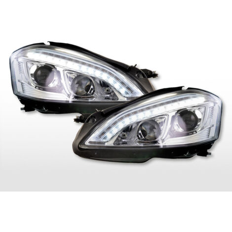 Phares Avant Noir Pour Mercedes-Benz Classe C W203 (2000-2004) | Ensemble Complet Côté Conducteur Et Passager | Compatible GV-1364, RHT, Plug & Play
