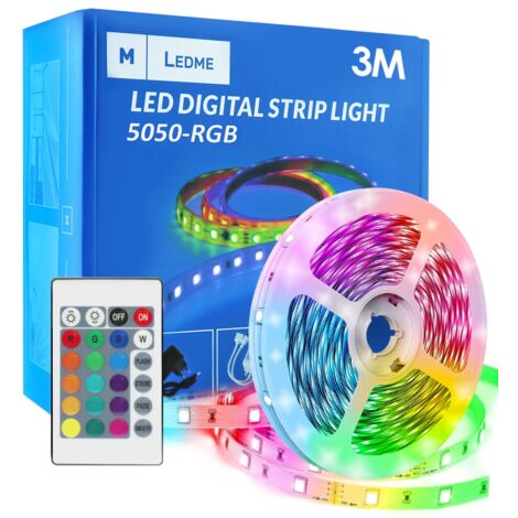 Pack Ruban LED 12V 5050 30L RGB - 3 mètres RGB - Ledme - LM2402 (1/3)