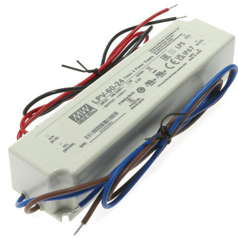 Alimentation pour bandes LED Mean Well 60W 24VDC IP67 LPV-60-24 - Ledme - LPV-60-24