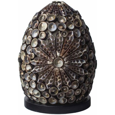 Lampe Coquillage Boho - Ovale Torsadé Chocolat - 15 cm- Vendu par 1 (1/4)