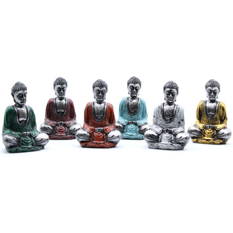 Mini Bouddha argenté (couleurs assorties)- Vendu par 6 (1/4)