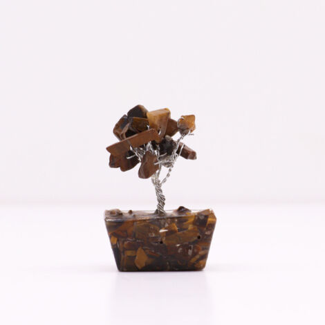 Mini arbres de pierres précieuses sur base d'orgonite - Oeil de tigre (15 pierres)- Vendu par 1 (1/4)