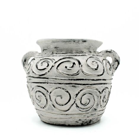 Pot de Plante Grec en Argile avec Poignées - Crème 15cm- Vendu par 1 (1/2)