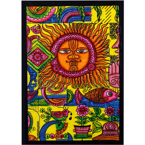 Art mural en coton brossé à la main - Soleil- Vendu par 1 (1/4)