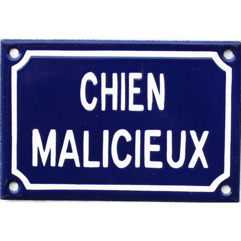 plaque humoristique émaillée 10x15cm : CHIEN MALICIEUX | UK