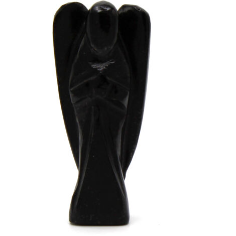 Ange en pierre précieuse sculptée à la main - Agate noire- Vendu par 1 (1/4)