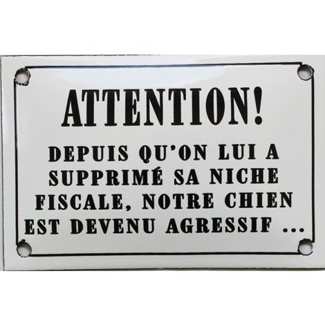 Plaque humoristique émaillée 6 x 10 cm Chien génétiquement modifié