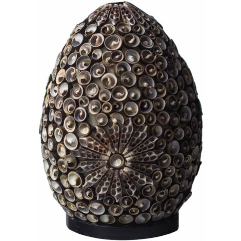 Lampe Coquillage Boho - Ovale Torsadé Chocolat - 20 cm- Vendu par 1 (1/4)