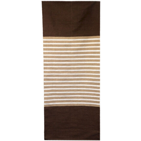 Tapis Indien en Coton - 70x170cm - Marron Foncé / Beige- Vendu par 1 (1/4)