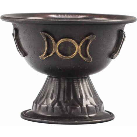 Calice rituel en cuivre antique Triple Lune 10x8cm- Vendu par 1 (1/4)
