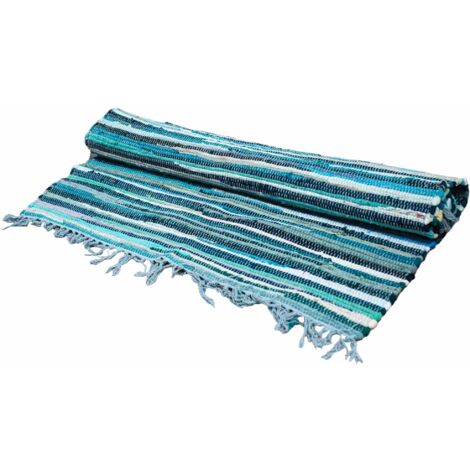 Petit Tapis Rag - 50x90cm - qualité premium - Aqua Blues- Vendu par 1 (1/4)