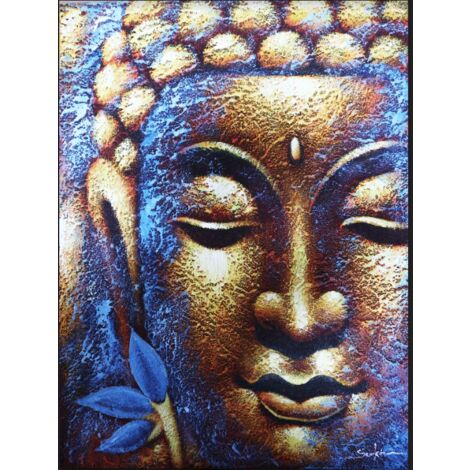 Tableau Bouddha - Visage doré et fleur de lotus- Vendu par 1 (1/4)