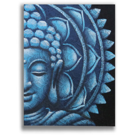 Mandala Demi Bouddha Bleu 60x80cm- Vendu par 1