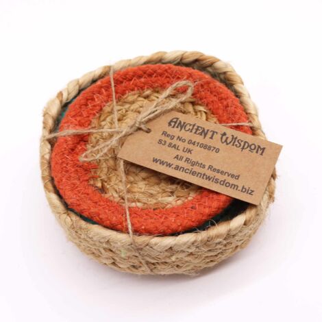 Dessous de Verre Naturel - Jute & Coton 10cm (lot de 6) Couleurs mélangées dans panier- Vendu par 1 (1/2)