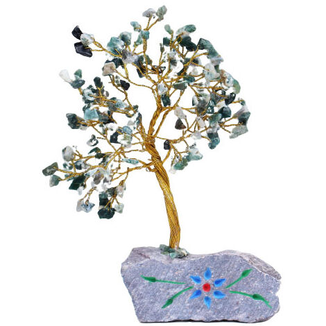 Arbre à pierres précieuses en agate mousse - 160 pierres- Vendu par 1 (1/3)