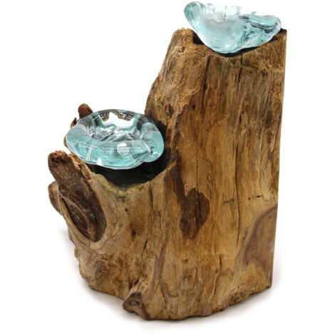 Porte-bougie double en verre Molton sur bois- Vendu par 1 (1/4)