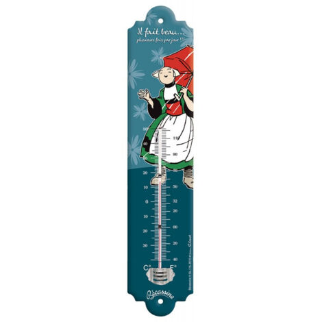 Thermomètre Émaillé Bombé 30cm - Plaque Sardine Du Yacht-Club - Déco Rétro
