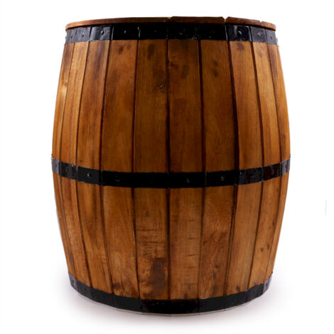 Table tonneau de bière en bois naturel 60x48,5cm – Design vintage avec compartiment de rangement – Idéal pour intérieur contemporain