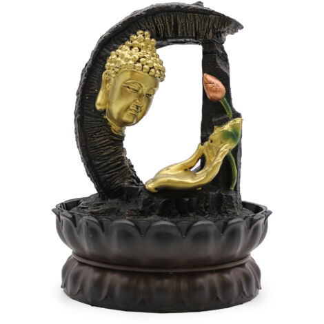Fontaine d'Eau de Table - 30 cm - Bouddha Doré et Lotus- Vendu par 1 (1/3)