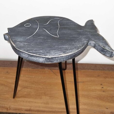 Présentoir à Poisson en Bois Albasia - Délavé Gris- Vendu par 1 (1/4)
