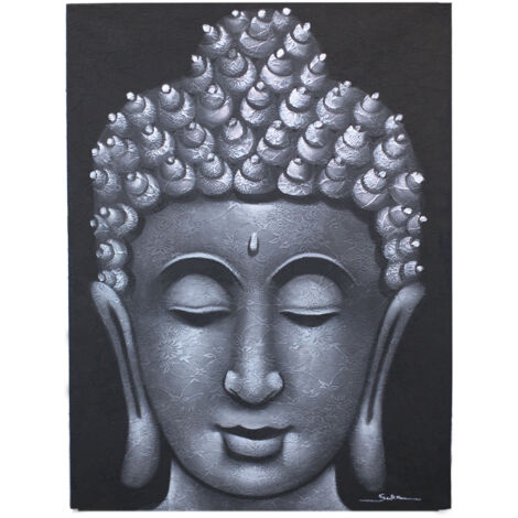 Peinture de Bouddha - Détail de brocart gris- Vendu par 1 (1/4)