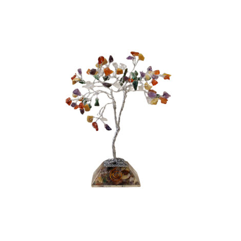 Arbre à pierres précieuses avec base en organite. 80 pierres. multicolore- Vendu par 1 (1/2)