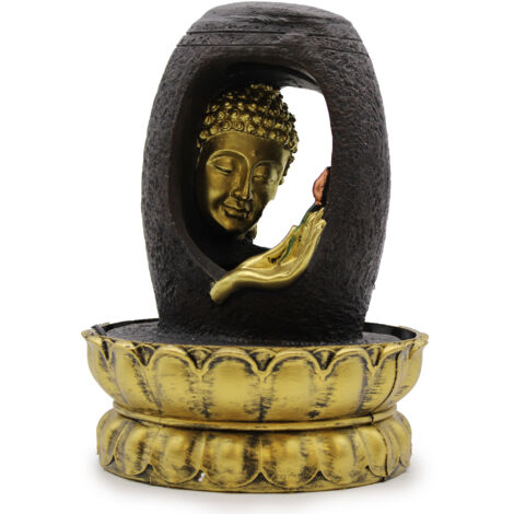 Fontaine d'Eau de Table - 30 cm - Bouddha Doré & Vitarka Mudra- Vendu par 1 (1/3)