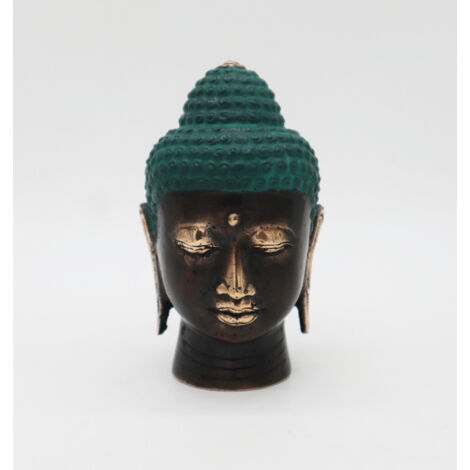 Grande tête de Bouddha en laiton antique- Vendu par 1 (1/4)