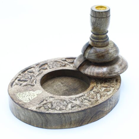 Brûleur à refoulement en bois de manguier Med - Bouddha en laiton- Vendu par 1 (1/2)