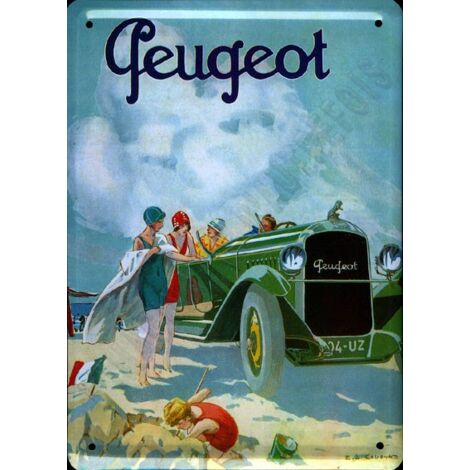 Plaque Publicitaire émaillée Bombée PEUGEOT Automobile - 15 X 21 Cm - Métal