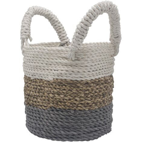 Ensemble de paniers en jonc de mer - Gris / Naturel / Blanc- Vendu par 1 (1/4)
