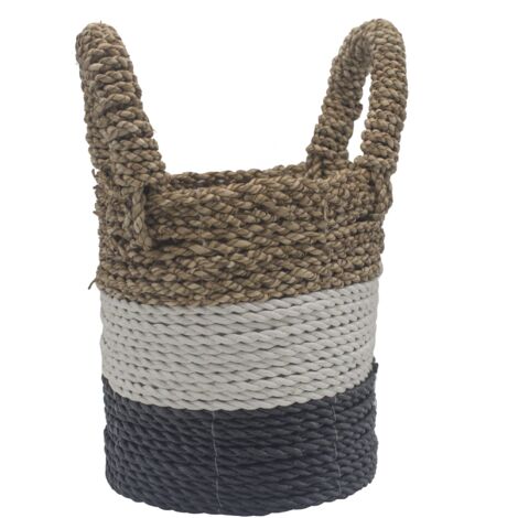 Ensemble de paniers en jonc de mer - Gris foncé / Blanc / Naturel- Vendu par 1 (1/4)