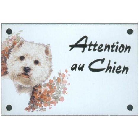 Plaque humoristique émaillée 10x15cm faite au pochoir : CHIEN PERSPICACE
