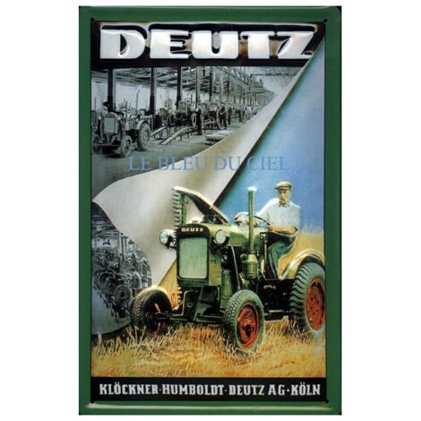 Plaque Métal Publicitaire Bombée - Tracteur Lanz Bulldog 15P - 20x30cm
