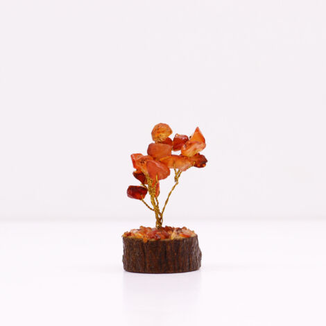 Mini arbres de pierres précieuses sur socle en bois - Cornaline (15 pierres)- Vendu par 1 (1/4)