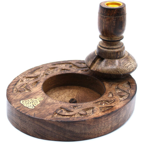 Brûleur à refoulement en bois de manguier Sm - Bouddha en laiton- Vendu par 1 (1/4)