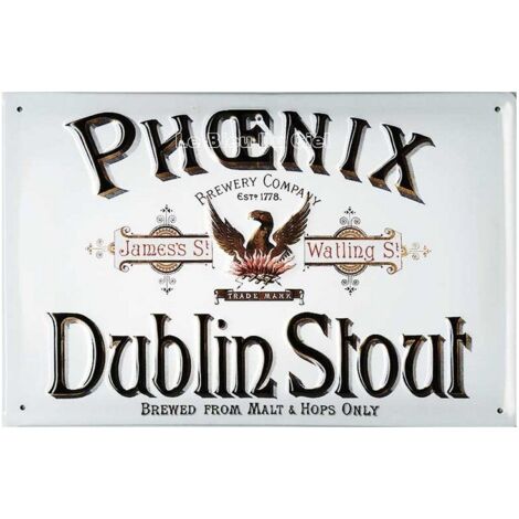 Plaque métal publicitaire 20x30cm cm bombée en relief : Phoenix Dublin