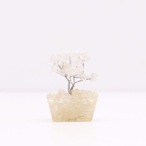 Mini arbres de pierres précieuses sur base d'orgonite - Quartz de roche (15 pierres)- Vendu par 1 (1/4)