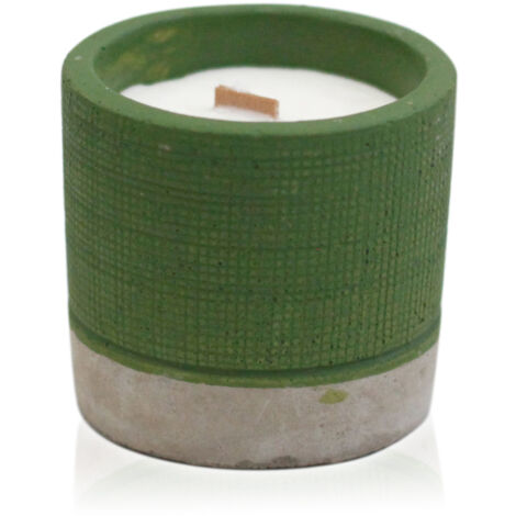 Bougie de soja en béton en pot - Vert - Mousse de mer et herbes- Vendu par 1 (1/4)