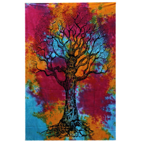 Couvre-lit simple en coton + tenture murale - Arbre d'hiver- Vendu par 1 (1/3)