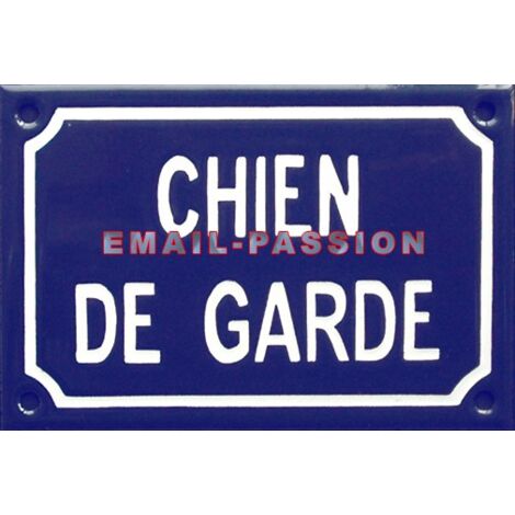Plaque De Rue émaillée De 10x15cm En Relief, Plate, Fait Au Pochoir Chien Feroce Peu Nourri