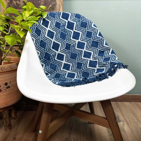 Tapis de couloir Indigo fait main - 170x60cm - Heerak Patern- Vendu par 1 (1/4)